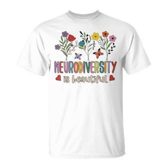 Neurodiversity Is Beautiful Autism Awareness Flowers Vintage T-Shirt - Monsterry