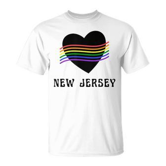 New Jersey Rainbow Lgbt Lgbtq Gay Pride Groovy Vintage T-Shirt - Monsterry CA