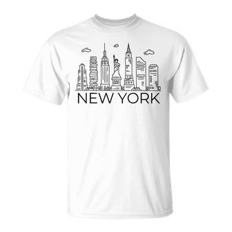 New York City Skyline Statue Of Liberty New York Nyc Women T-Shirt - Monsterry CA