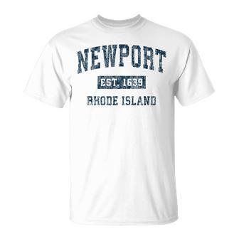 Newport Rhode Island Ri Vintage Sports Navy Print T-Shirt - Monsterry UK