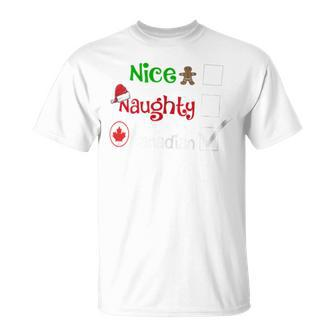 Nice Naughty Canadian Canada Santa Christmas Pyjama Pjs T-Shirt - Monsterry