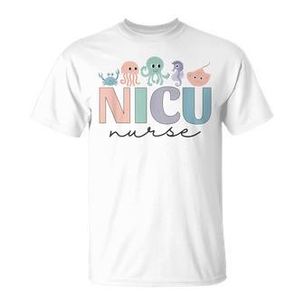 Nicu Ocean Sea Animals Neonatal Intensive Care Unit Nurse T-Shirt | Mazezy