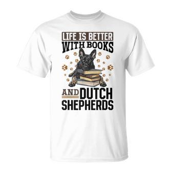 Niederländischer Schäferhund Das Leben Ist Besser Mit Büchern Und Holländisch T-Shirt - Seseable