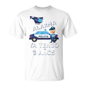 Niños Niños 3 Cumpleaños Coche De Policía Ya Tengo 3 Años Camiseta unisex - Regaloses