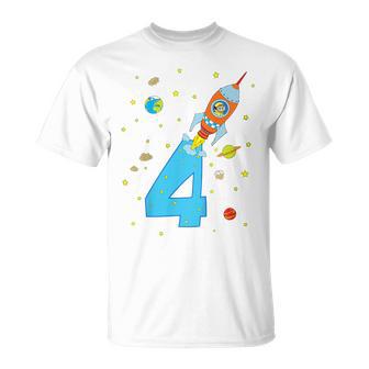 Niños 4 Años Cumpleaños Niño Cohete Lunar Nave Espacial Camiseta unisex - Regaloses