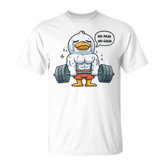 No Pain No Gain Duck Gym Workout & Fitness Training T-Shirt - Seseable