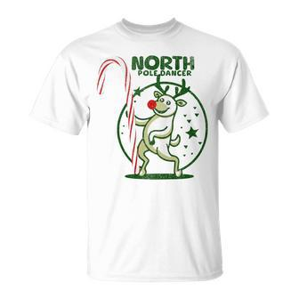 North Pole Dancer Inappropriate Christmas Reindeer T-Shirt - Monsterry DE