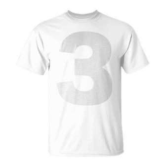 Number 3 Big Bold White Three Numeral Group T-Shirt - Monsterry