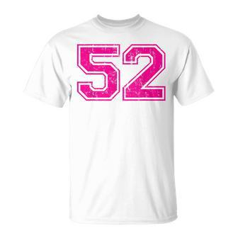 Number 52 Varsity Distressed Vintage Sport Team Player's T-Shirt - Monsterry