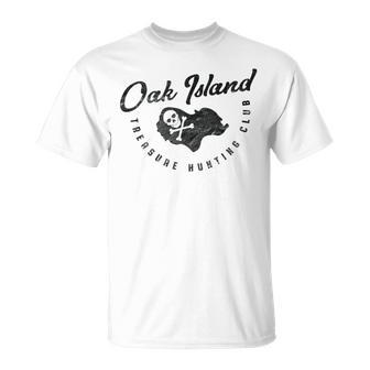 Oak Island Treasure Hunting Club Map Skull And Crossbones Vi T-Shirt - Monsterry