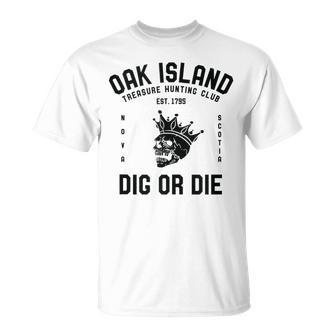 Oak Island Treasure Hunting Club Vintage Skull And Crown Mys T-Shirt - Monsterry DE
