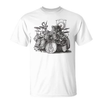 Octopus Playing Drums Drummer Drumming Musician Band T-Shirt - Monsterry AU