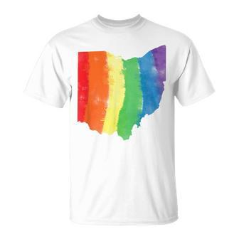 Ohio Gay Pride Heart Watercolor T-Shirt - Monsterry