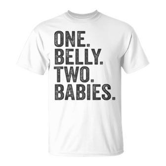 One Belly Two Babies Mom Of Twins Quote Saying Meme T-Shirt - Monsterry CA