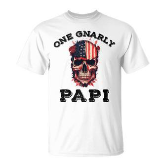 One Gnarly Papi Usa Vintage Fathers Day Grunge Skull T-Shirt - Thegiftio UK
