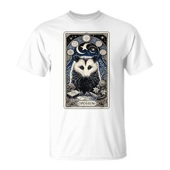 Opossum Tarot Card Goth Possum Witchcraft Gothic Occult T-Shirt - Seseable