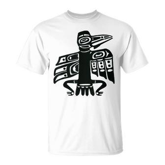 Pacific Northwest Coast Indian-Style Raven T-Shirt | Mazezy