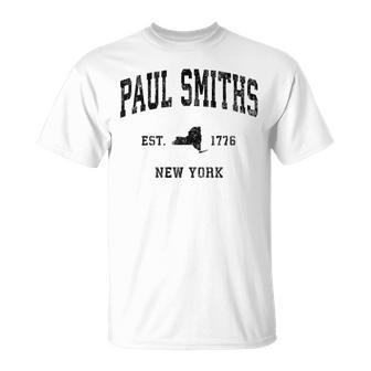 Paul Smiths New York Ny Vintage Athletic Black Sports T-Shirt - Monsterry