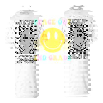 Peace Out 2Nd Grade Teacher Retro Smile Last Day Of School T-Shirt | Mazezy