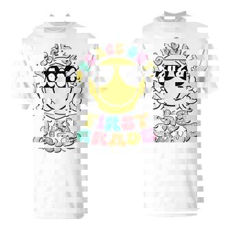 Peace Out First Grade Retro Smile Last Day Of School 2024 T-Shirt | Mazezy