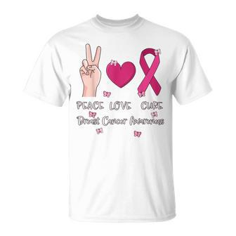 Peace Love Cure Breast Cancer Awareness Pink Ribbon 2023 T-Shirt - Monsterry
