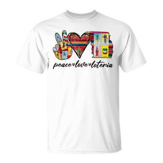 Peace Love Lottery Mexican Bingo Cards Latina Power Mexicana T-Shirt - Monsterry