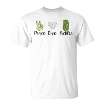 Peace Love Pickles Retro Pickles Lover Food Lover T-Shirt | Mazezy