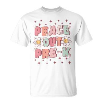 Peace Out Pre-K Cute Groovy Last Day Of Preschool Graduation T-Shirt - Monsterry