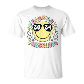 Peace Out Preschool Retro Smile Last Day Of School 2024 T-Shirt - Monsterry DE