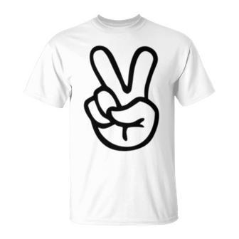 Peace Sign Fingers Peace Sign Hand T-Shirt - Monsterry