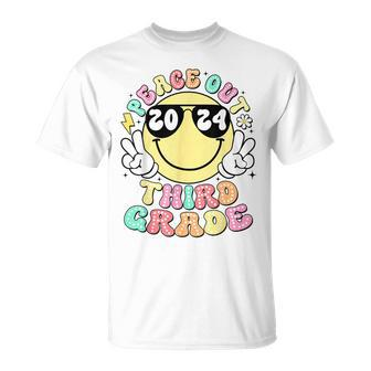 Peace Out Third Grade Retro Smile Last Day Of School 2024 T-Shirt - Monsterry