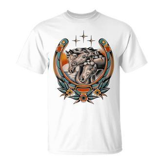 Pharaoh's Horses Vintage Traditional Tattoo Artist Flash Ink T-Shirt - Monsterry AU
