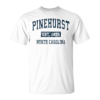 Pinehurst North Carolina Nc Vintage Sports Navy Print T-Shirt - Monsterry