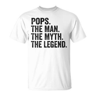 Pops Der Mann Der Mythos Die Legende Papaatertag T-Shirt - Seseable