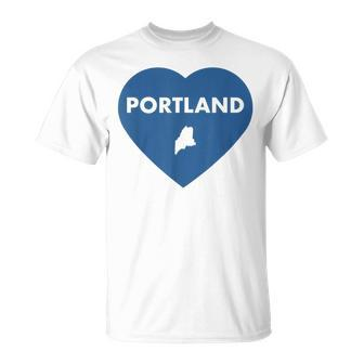 Portland Maine Heart Pride Retro Love T-Shirt - Monsterry DE