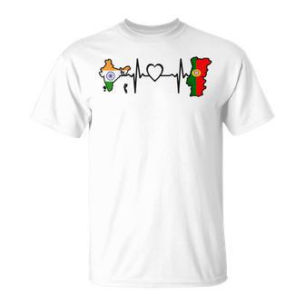 Portugal India Flag Portuguese Indian Heartbeat T-Shirt - Monsterry DE