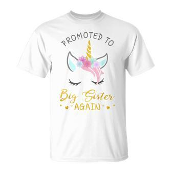 Promoted To Big Sister Again Unicorn For Girls T-Shirt - Thegiftio UK
