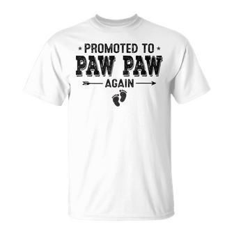 Promoted To Paw Paw Again Grandparents Baby Announcement T-Shirt - Monsterry