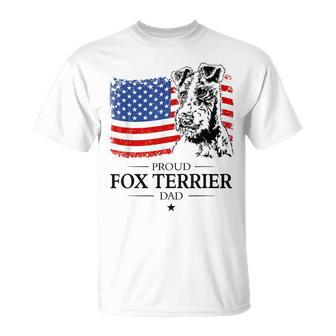 Proud Fox Terrier Dad American Flag Dog T-Shirt - Monsterry AU