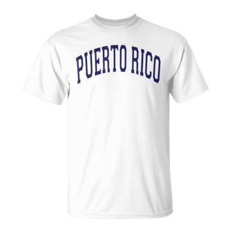 Puerto Rico Varsity Style Navy Blue Text T-Shirt - Monsterry