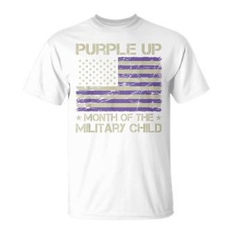 Purple Up Month Of The Military Child Us Flag T-Shirt - Monsterry CA