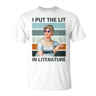 I Put The Lit In Literature Vintage Jane Austen Sunglasses T-Shirt - Seseable