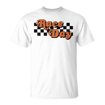 Race Day Checkered Flag Racing Driver Cheer Mama T-Shirt - Seseable