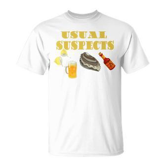 Raw Oysters Eating Oyster Party Usual Suspects Saying T-Shirt - Monsterry UK