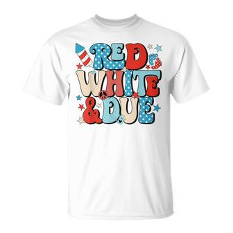 Red White And Due Retro Cute 4Th Of July Pregnancy Patriotic T-Shirt - Monsterry CA