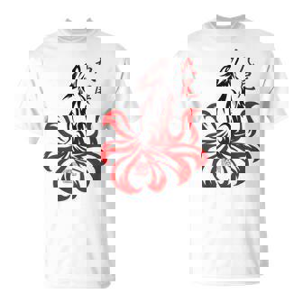 Renard Japonais À Neuf Queues Kyubi Kitsune Animal Tribal Rouge T-Shirt - Cadeauxyz
