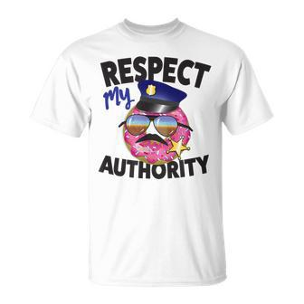 Respect My Authority Cop With Sunglasses Donut T-Shirt - Monsterry UK