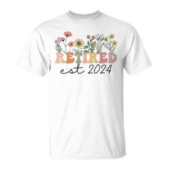 Retired Est 2024 Retro Retirement For Humor T-Shirt - Seseable