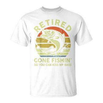 Retired Gone Fishing- Grandpa Retirement Bass Dad T-Shirt - Monsterry
