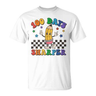 Retro 100 Days Sharper Little Pencil 100 Days Of School T-Shirt - Monsterry